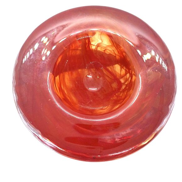 Kosta Boda Atoll Bowl Paperweight Anna Ehrner Red Swirl Art Glass Sweden - Picture 2 of 12